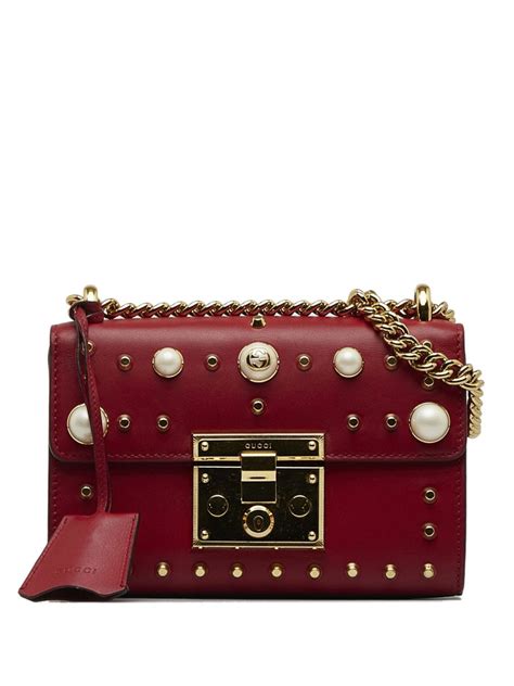 Green Gucci Small Pearl Studded Padlock Crossbody